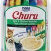 inaba churu cat treats, grain free, lickable, squeezable creamy purée cat treat/topper with vitamin e & taurine, 0.5 ounces each tube, 50 tubes, tuna