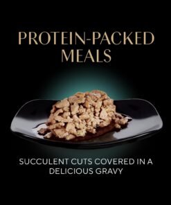 sheba perfect portions wet cat food cuts in gravy, cat food wet recipe, roasted chicken entree, with sustainable salmon, tender turkey entree, 2.6 oz. twin pack trays (24 count, 48 servings)