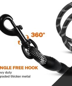 rabbitgoo dog harness no pull with 2 leash clips, adjustable soft padded, reflective oxford no choke pet vest with easy control handle for large dogs, black, l