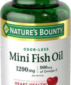 Nature's Bounty Mini Fish Oil Softgels, Burpless Fish Oil Omega 3 Supplements, Supports Heart Health, 90 Softgels (Pack of 1)