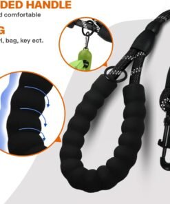 rabbitgoo dog harness no pull with 2 leash clips, adjustable soft padded, reflective oxford no choke pet vest with easy control handle for large dogs, black, l
