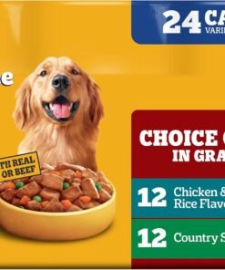 pedigree choice cuts in gravy wet dog food, adult soft wet dog food, variety pack, 3.5 oz. pouches, 30 count