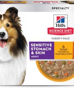 hill's science diet adult sensitive stomach & skin wet dog food variety pack, chicken & vegetable, salmon & vegetable, 12.8 oz. cans, 12 pack