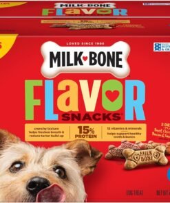 milk bone flavor snacks mini’s dog biscuits, flavored crunchy dog treats, 36 oz. canister