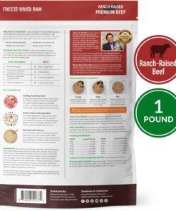 ultimate pet nutrition nutra complete, 100% freeze dried raw veterinarian formulated dog food with antioxidants prebiotics and amino acids (1 pound, beef)