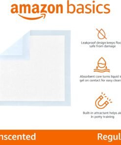 leak proof dog and puppy potty training pee pads with quick dry 5 layer super absorbent surface for dog training, floor protection, regular size 22x22