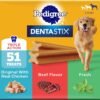 pedigree dentastix large dog treats, original, beef & fresh, 2.73 lb. variety pack (51 treats total)