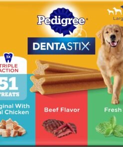 pedigree dentastix large dog treats, original, beef & fresh, 2.73 lb. variety pack (51 treats total)