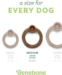 benebone 2 pack wishbone/dental durable dog chew toys, dog toys for aggressive chewers, real bacon, made in usa, medium