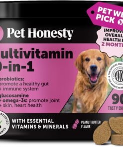 zesty paws dog multivitamin, chewable dog vitamins and supplements for hip & joints, skin & coat, omega 3 fish oil for dogs senior & puppy multivitamin chicken 90ct