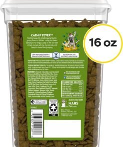 temptations cat treats, classic crunchy and soft cat treats, catnip fever flavor, catnip treats, 16 oz. tub