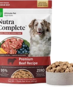 ultimate pet nutrition nutra complete, 100% freeze dried raw veterinarian formulated dog food with antioxidants prebiotics and amino acids (1 pound, beef)