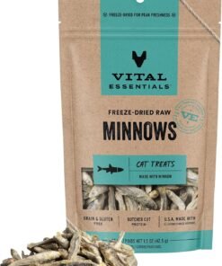 vital essentials freeze dried minnows cat treats | single ingredient | premium quality | grain free, healthy treats for cats, 1 oz bag