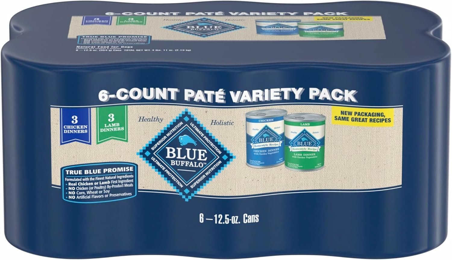 blue buffalo homestyle recipe chicken and turkey wet dog food for adult dogs, 12.5 oz. cans, 6 count variety pack blue buffalo homestyle recipe chicken and turkey wet dog food for adult dogs, 12.5 oz. cans, 6 count variety pack