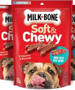 milk bone soft & chewy dog treats, made with real beef & filet mignon, 25 ounce canister