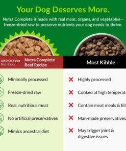 ultimate pet nutrition nutra complete, 100% freeze dried raw veterinarian formulated dog food with antioxidants prebiotics and amino acids (1 pound, beef)