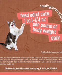 purina friskies extra gravy wet cat food chunky 24ct variety pack (with chicken, turkey, salmon, beef) (pack of 24) 5.5 oz. cans