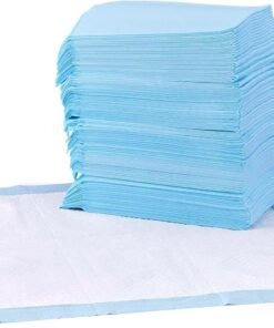 leak proof dog and puppy potty training pee pads with quick dry 5 layer super absorbent surface for dog training, floor protection, regular size 22x22", blue & white, 50 count