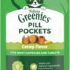 greenies feline pill pockets for cats natural soft cat treats, chicken flavor, 1.6 oz. pouch (45 treats)