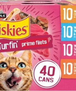 purina friskies gravy wet cat food variety pack, surfin’ and turfin’ prime filets favorites (pack of 40) 5.5 oz. cans