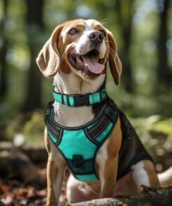 rabbitgoo dog harness no pull with 2 leash clips, adjustable soft padded, reflective oxford no choke pet vest with easy control handle for large dogs, black, l