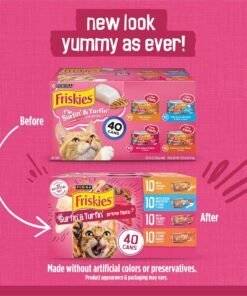 purina friskies gravy wet cat food variety pack, surfin’ and turfin’ prime filets favorites (pack of 40) 5.5 oz. cans