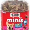 milk bone flavor snacks mini’s dog biscuits, flavored crunchy dog treats, 36 oz. canister