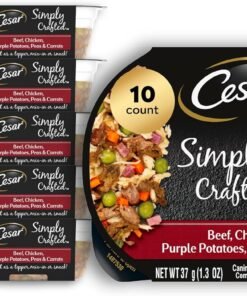 cesar simply crafted adult wet dog food toppers for dry food, beef, chicken, purple potatoes, peas & carrots, 1.3 oz tubs cesar simply crafted adult wet dog food toppers for dry food, beef, chicken, purple potatoes, peas & carrots, 1.3 oz tubs