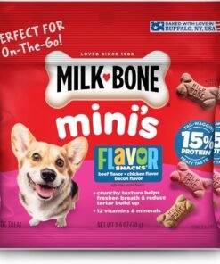 milk bone flavor snacks mini’s dog biscuits, flavored crunchy dog treats, 36 oz. canister