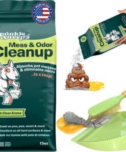 Sprinkle & Sweep: Pet Mess & Odor Cleanup - 15oz Bag - Dog Accident & Mess Clumping Powder, Remove Pee-Poop-Vomit from Hard Surfaces, Ultra-Absorbent