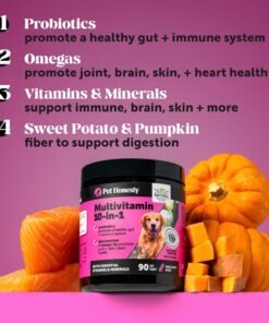 zesty paws dog multivitamin, chewable dog vitamins and supplements for hip & joints, skin & coat, omega 3 fish oil for dogs senior & puppy multivitamin chicken 90ct