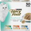 purina fancy feast seafood classic pate collection grain free wet cat food variety pack (pack of 30) 3 oz. cans
