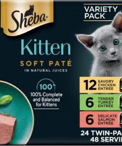 purina friskies wet cat food variety pack, shreds with beef, turkey and cheese dinner, chicken and salmon dinner, and with ocean whitefish and tuna (pack of 40) 5.5 oz. cans