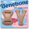 benebone 2 pack wishbone/dental durable dog chew toys, dog toys for aggressive chewers, real bacon, made in usa, medium