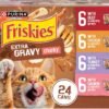 purina friskies extra gravy wet cat food chunky 24ct variety pack (with chicken, turkey, salmon, beef) (pack of 24) 5.5 oz. cans