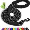 rabbitgoo dog harness no pull with 2 leash clips, adjustable soft padded, reflective oxford no choke pet vest with easy control handle for large dogs, black, l