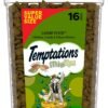 temptations cat treats, classic crunchy and soft cat treats, catnip fever flavor, catnip treats, 16 oz. tub