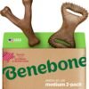 benebone 2 pack wishbone/dental durable dog chew toys, dog toys for aggressive chewers, real bacon, made in usa, medium