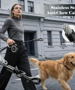 rabbitgoo dog harness no pull with 2 leash clips, adjustable soft padded, reflective oxford no choke pet vest with easy control handle for large dogs, black, l