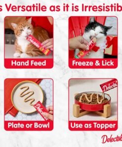 delectables squeeze up variety pack, creamy squeezable puree, lickable wet cat treats, grain free, no fillers, by products, preservatives, 0.5 ounces tube, 54 tubes total