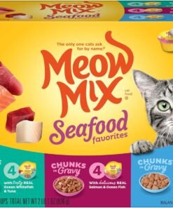 purina friskies wet cat food variety pack, shreds with beef, turkey and cheese dinner, chicken and salmon dinner, and with ocean whitefish and tuna (pack of 40) 5.5 oz. cans