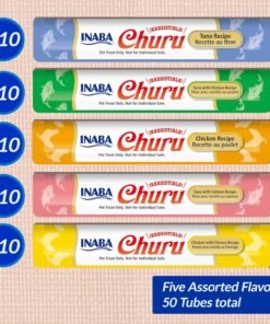 inaba churu cat treats, lickable, squeezable creamy purée cat treat with green tea extract & taurine, 0.5 ounces each tube, 50 tubes, tuna & chicken variety inaba churu cat treats, lickable, squeezable creamy purée cat treat with green tea extract & taurine, 0.5 ounces each tube, 50 tubes, tuna & chicken variety