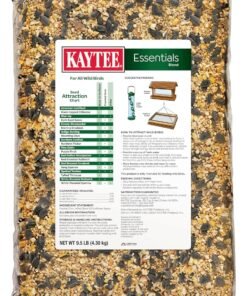 kaytee essentials blend with black oil sunflower, cracked corn and millet, wild bird food seed for cardinals, jays, finches, chickadees, nuthatches, woodpeckers, grosbeaks, juncos, 9.5 pounds
