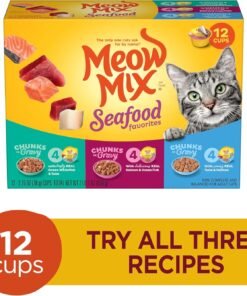 purina friskies wet cat food variety pack, shreds with beef, turkey and cheese dinner, chicken and salmon dinner, and with ocean whitefish and tuna (pack of 40) 5.5 oz. cans
