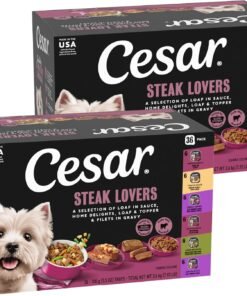 cesar wet dog food classic loaf in sauce grilled chicken, filet mignon, porterhouse steak, beef, chicken & liver and turkey variety pack 3.5 oz.