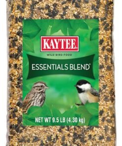 kaytee essentials blend with black oil sunflower, cracked corn and millet, wild bird food seed for cardinals, jays, finches, chickadees, nuthatches, woodpeckers, grosbeaks, juncos, 9.5 pounds