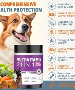 zesty paws dog multivitamin, chewable dog vitamins and supplements for hip & joints, skin & coat, omega 3 fish oil for dogs senior & puppy multivitamin chicken 90ct