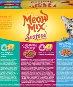 purina friskies wet cat food variety pack, shreds with beef, turkey and cheese dinner, chicken and salmon dinner, and with ocean whitefish and tuna (pack of 40) 5.5 oz. cans
