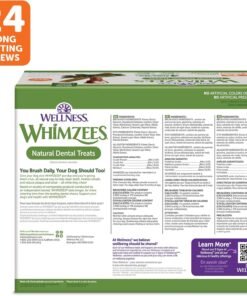 wellness whimzees value pack dog dental treat, chews, freshens breath, large size, 50.9 oz box, 24 count