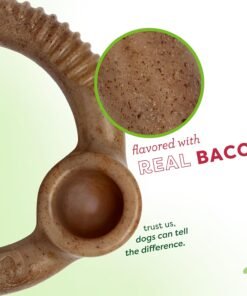 benebone 2 pack wishbone/dental durable dog chew toys, dog toys for aggressive chewers, real bacon, made in usa, medium